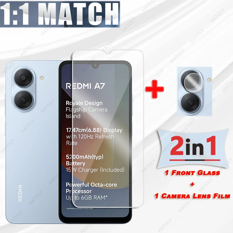 

For Xiaomi Redmi A7 Glass Screen Protector For Redmi A7 4G Tempered Glass HD Clear Protective Film Camera Lens Protector