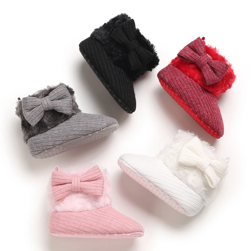 

0-1 Year Winter Snow Boots with Plush Faux Fur Collar - Slip-On Ankle-High Soft Sole Warm Shoes for First Walkers, Beige Casual