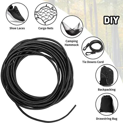 Heavy Duty Round Elastic Cord UV Resistant High Stretch Bungee Elastic Rope Wear-Resistant Elastic Bands for DIY Sewing Home