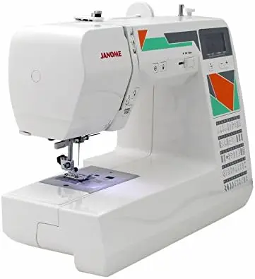 Janome MOD-50 Computerized Sewing Machine with 50 Built-In Stitches, 3 One-Step Buttonholes, Drop Feed and Accessories Red