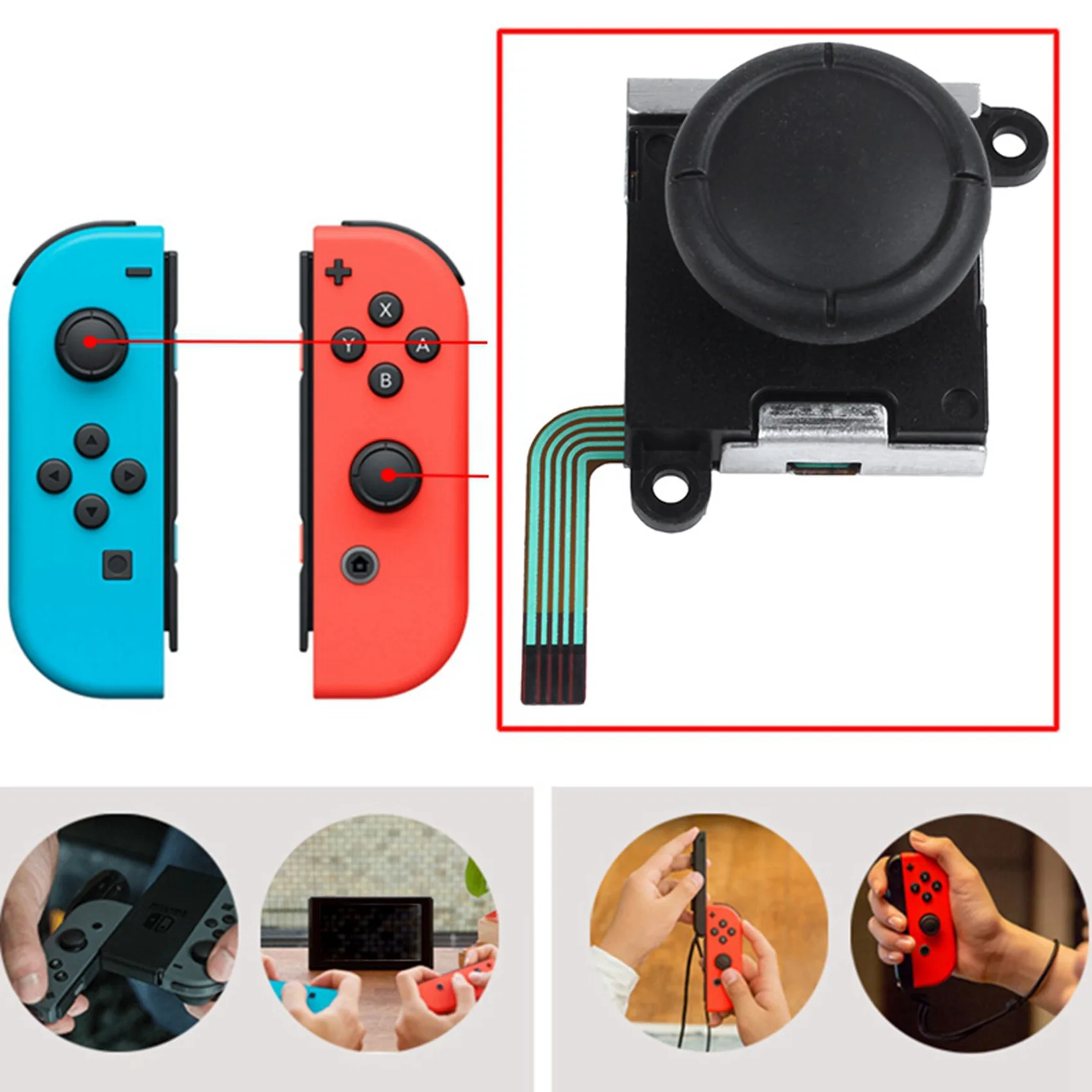 Exquisite-5X 3D Analog Joystick Thumb Sticks Sensor Replacements For Switch Joy Con Controller