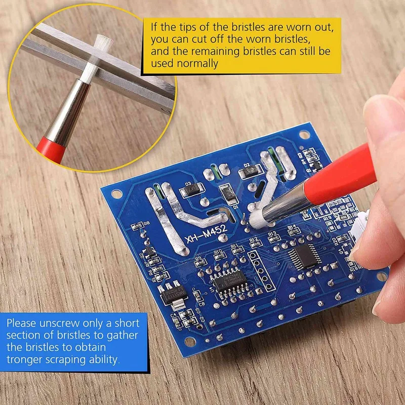 Cepillo de fibra de vidrio para rayado de acero, cerdas de fibra de lijado, limpieza de placa de circuito de joyería, Juego de 3 unidades