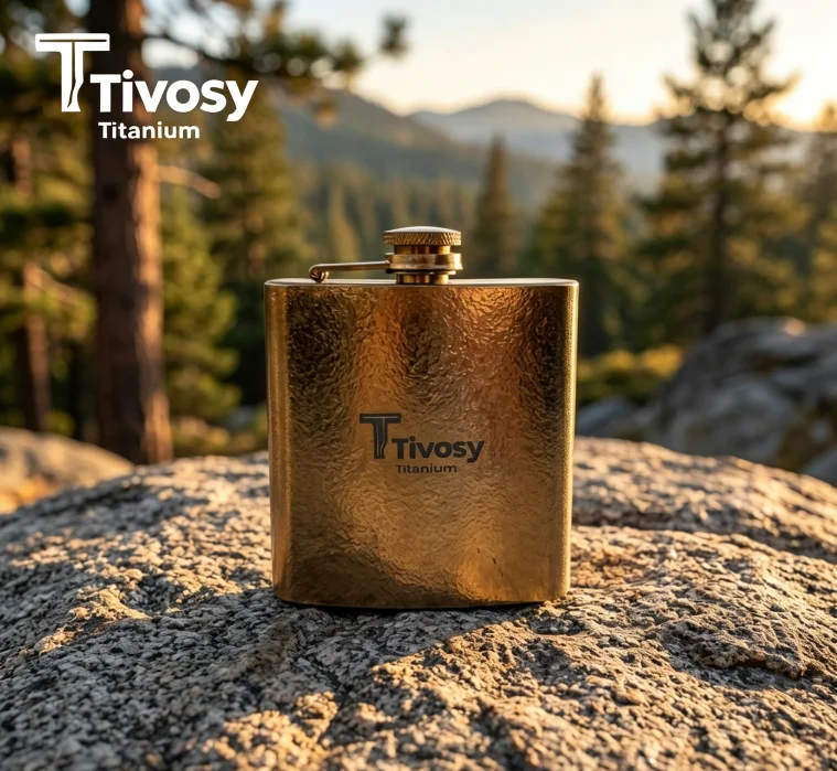 

Tivosy 6oz Titanium Hip Flask, Leakproof Whiskey Flask for Camping Hiking Travel