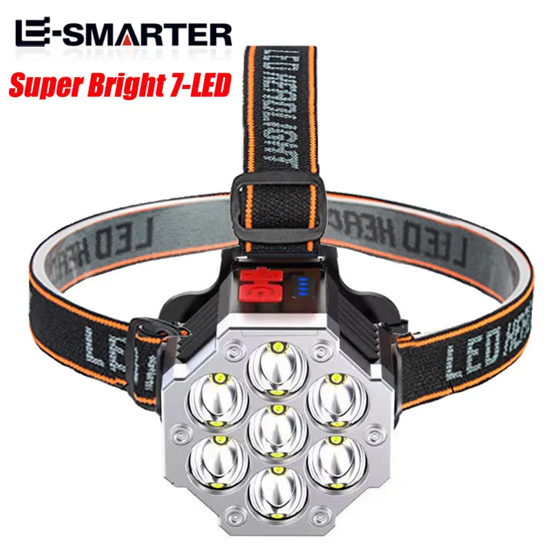 

Super Bright 7LED Headlamp Rechargeable Head Flashlight Waterproof Outdoor Night Camping Fishing Hiking Mining Headlights