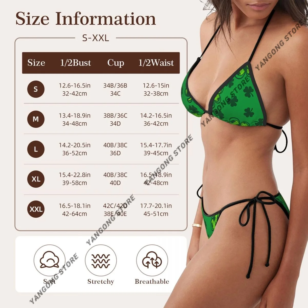 Frau Badeanzug Sexy Bikini Set Bademode St. Patricks Day Klee Muster Zweiteiliger Badeanzug