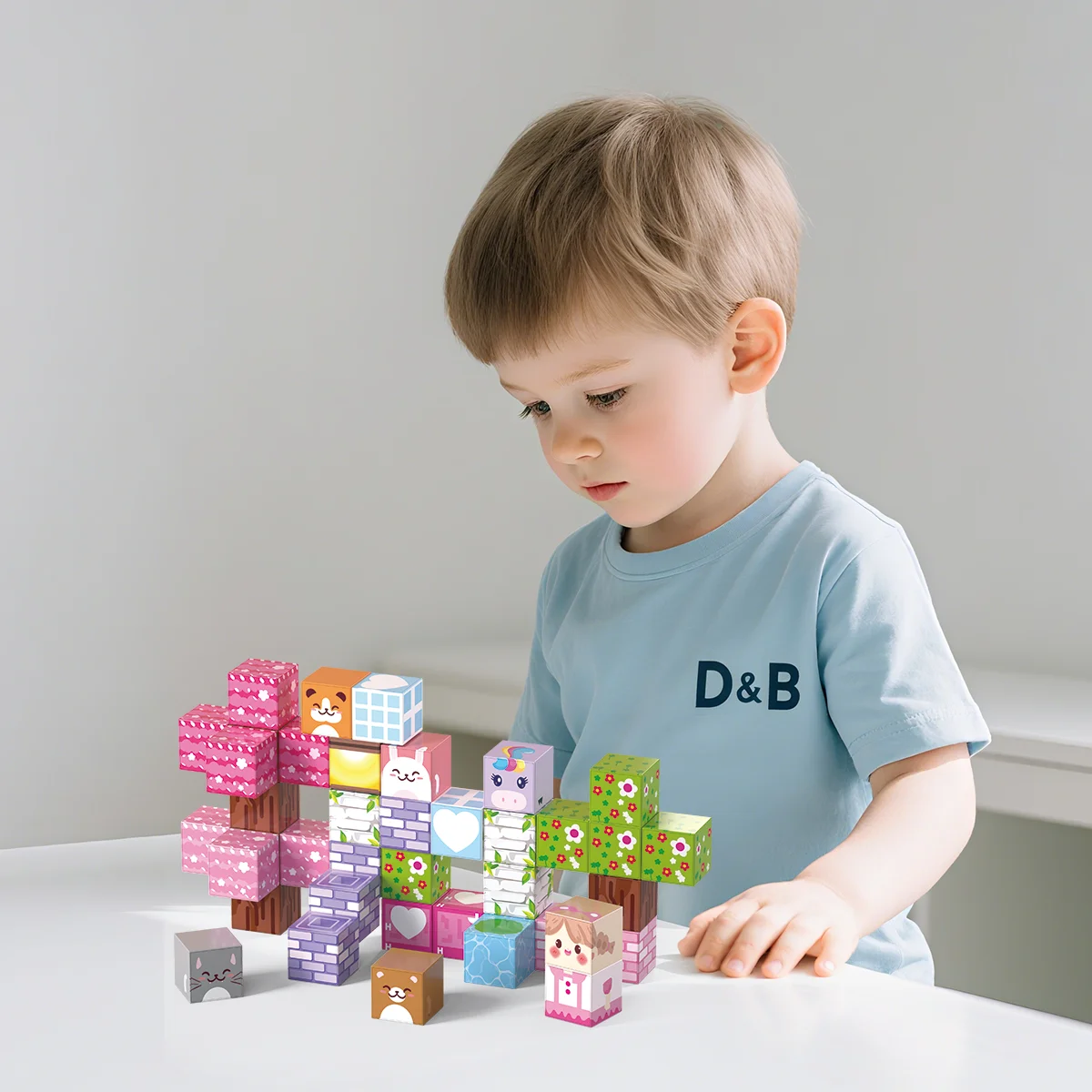 Juego de bloques de construcción magnéticos DIY para niños: juguetes educativos de aprendizaje STEM, regalo de cumpleaños para niños con caja de hojalata portátil