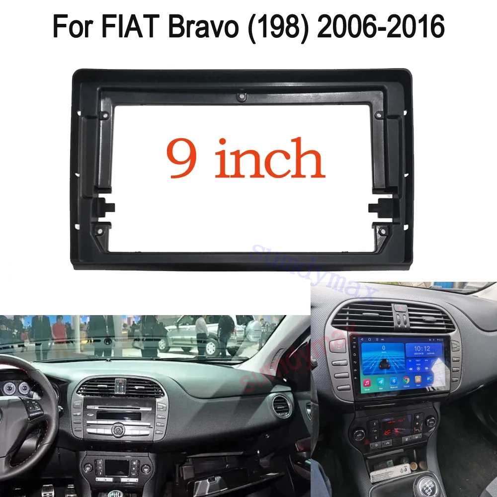 

2 Din 9 Inch Car Radio Installation DVD GPS Mp5 ABS PC Plastic Fascia Plane Frame for FIAT Bravo (198) 2006 - 2016 Dash Kit