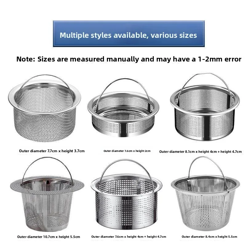 Stainless Steel Fine Mesh Kitchen Sink Drain Filter for Vegetable Washing Basin Sink Strainer with Small Holes Drain Basket