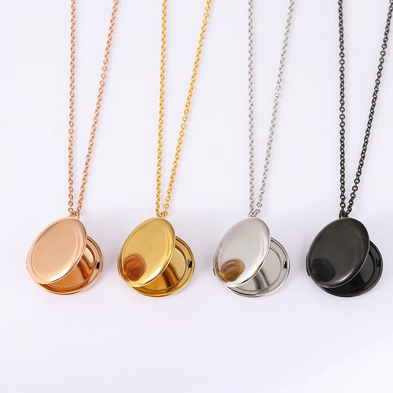 

10pcs/lot Mirror Polish Stainless Steel 27mm Round Photo Picture Frame Locket Pendant Necklaces Women Men Fashion Jewelry