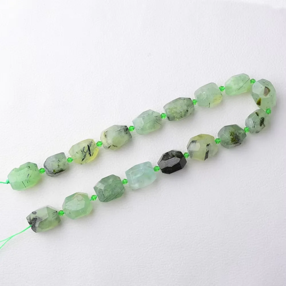 15x20mm Natural Faceted Oval Cube Green Prehnites beads 15