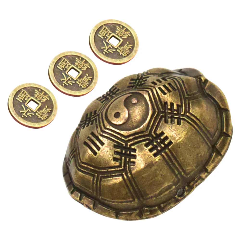 Turtle Shell Pendant Divination Prop Adorn Fortune Coins Home Desktop Decoration Ornament Zinc Alloy Craft Game