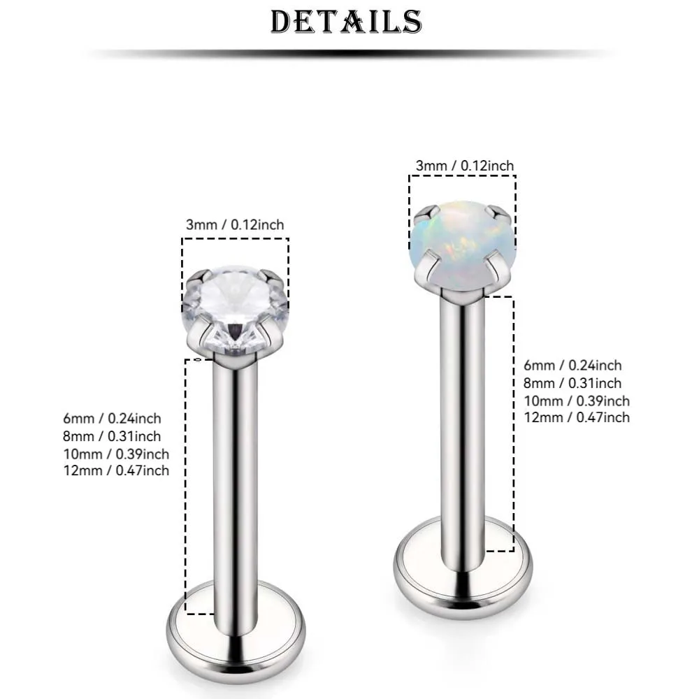 16G Stainless Steel Nose Rings Studs Internally Threaded Hypoallergenic Flat Back Cartilage Piercing Jewelry for Sensitive Skin