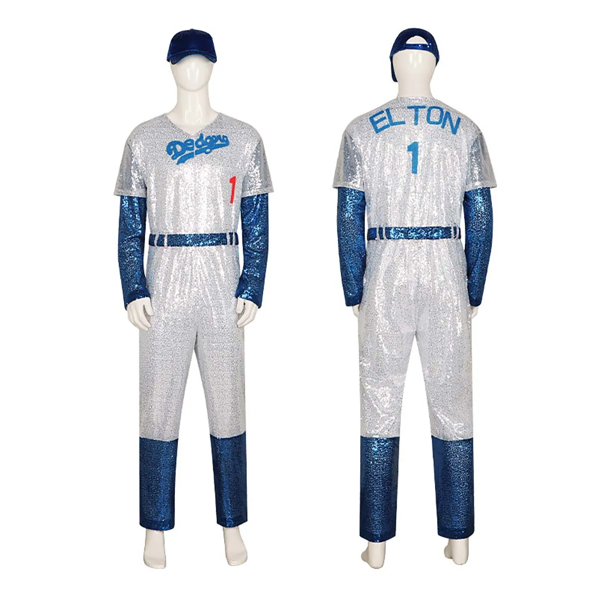 

Halloween Dress Up Adults Men Rocketman Cosplay Silver Jumpsuit Costume