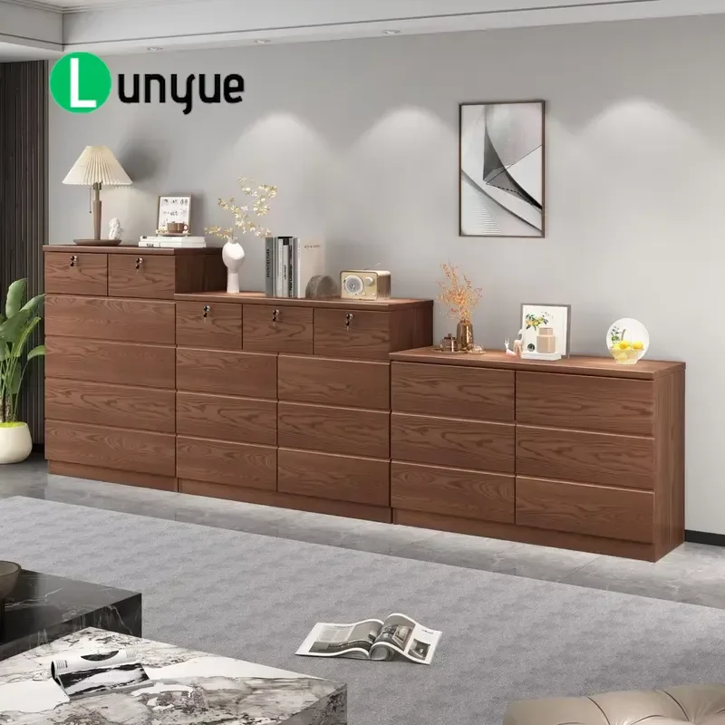 Solid Wood 7 Drawer Locker with Lock Bedroom Bedside Cabinet Independent Storage Unit Household Furniture Secure Organization