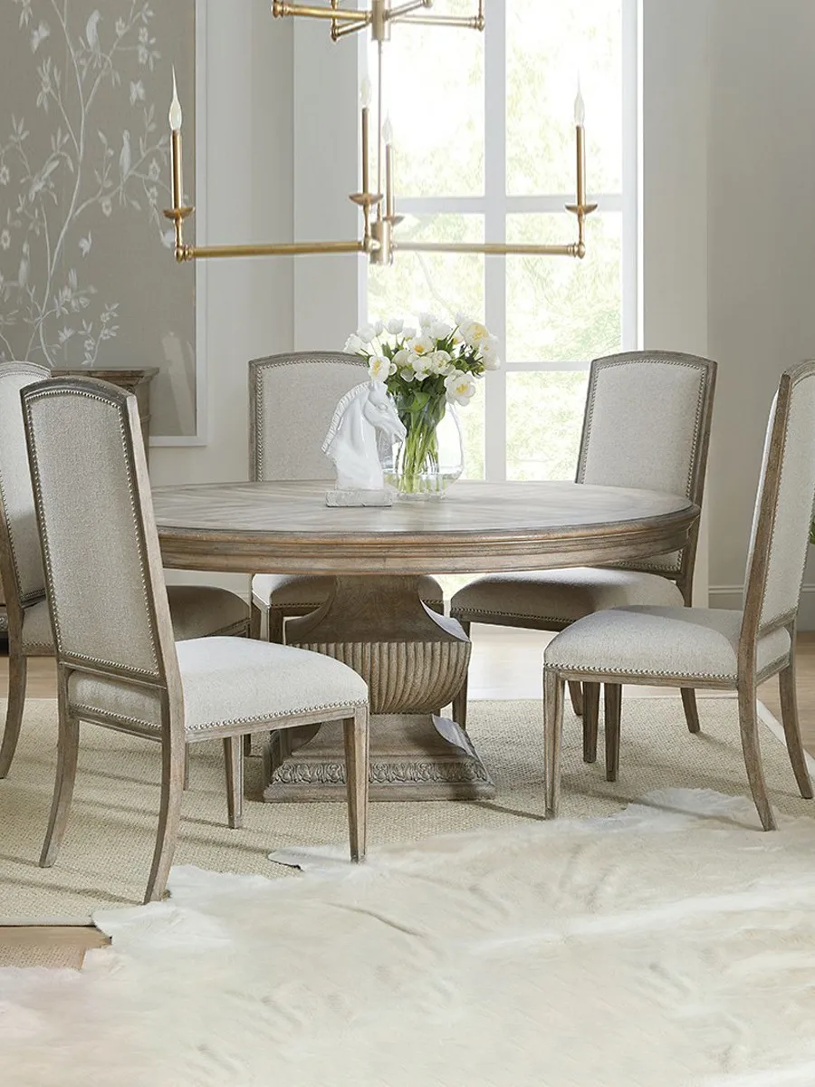 Solid wood dining table oak round dining chair combination