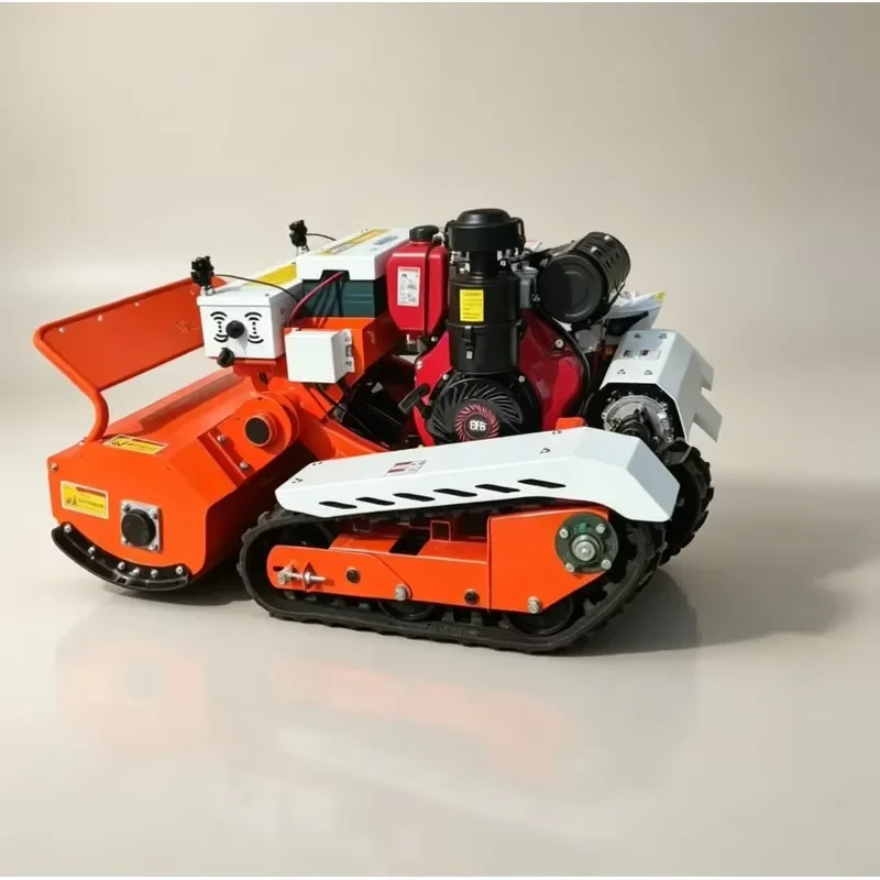 Crawler Track Remote Control Mower with Rubber Tracks and 30 Degree Slope Capability for Orchard Hillside and Wet Land
