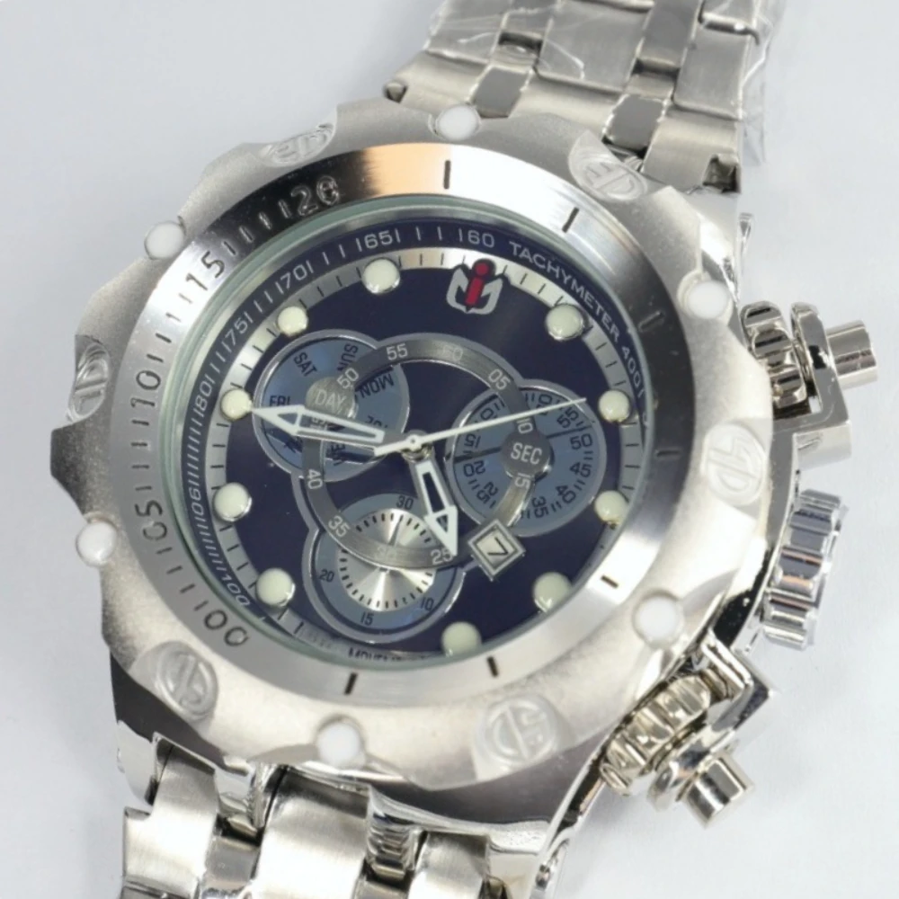 Reloj de Cuarzo NEPIC para Hombre, Diseño de Tres Ojos Decorativos, Creativo, Completamente de Acero, Moderno, Luminoso