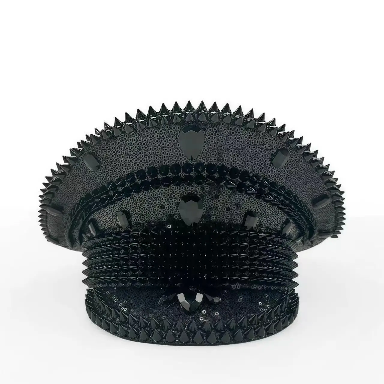 

HongLuan Vintage Black Steampunk Captain Hat Rhinestone for Burning Man Festival Woman - Military Assessories ＆ Caps for Man