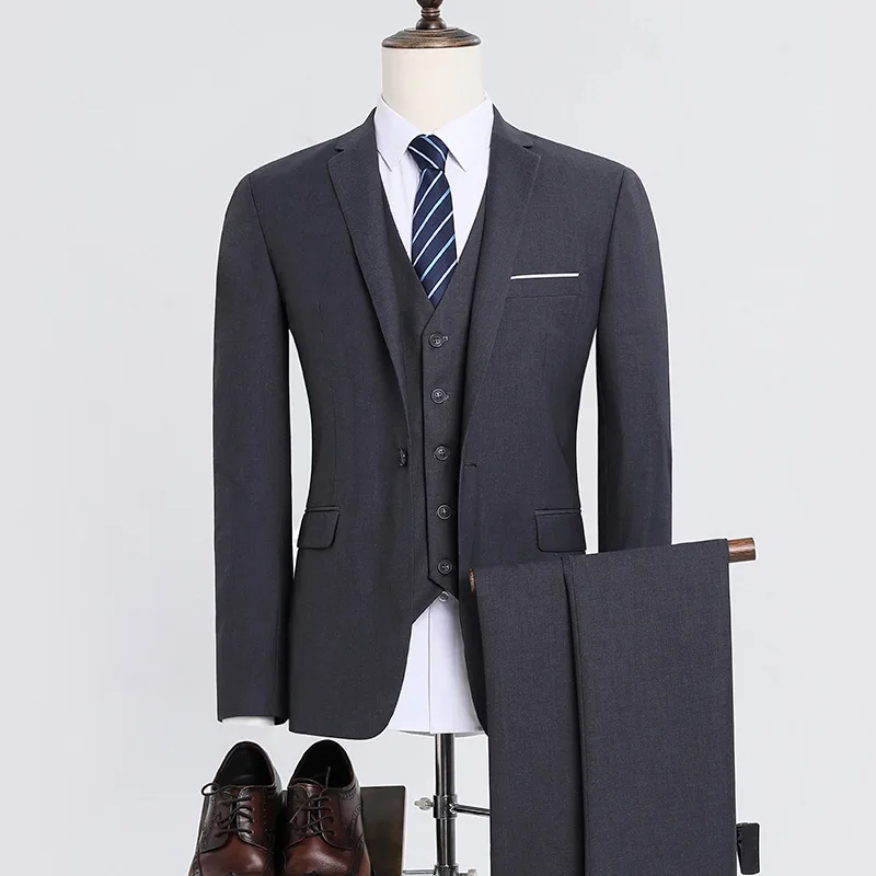 H35 Slim fit autumn new business banquet groom suit suit men's new suit three-piece suit