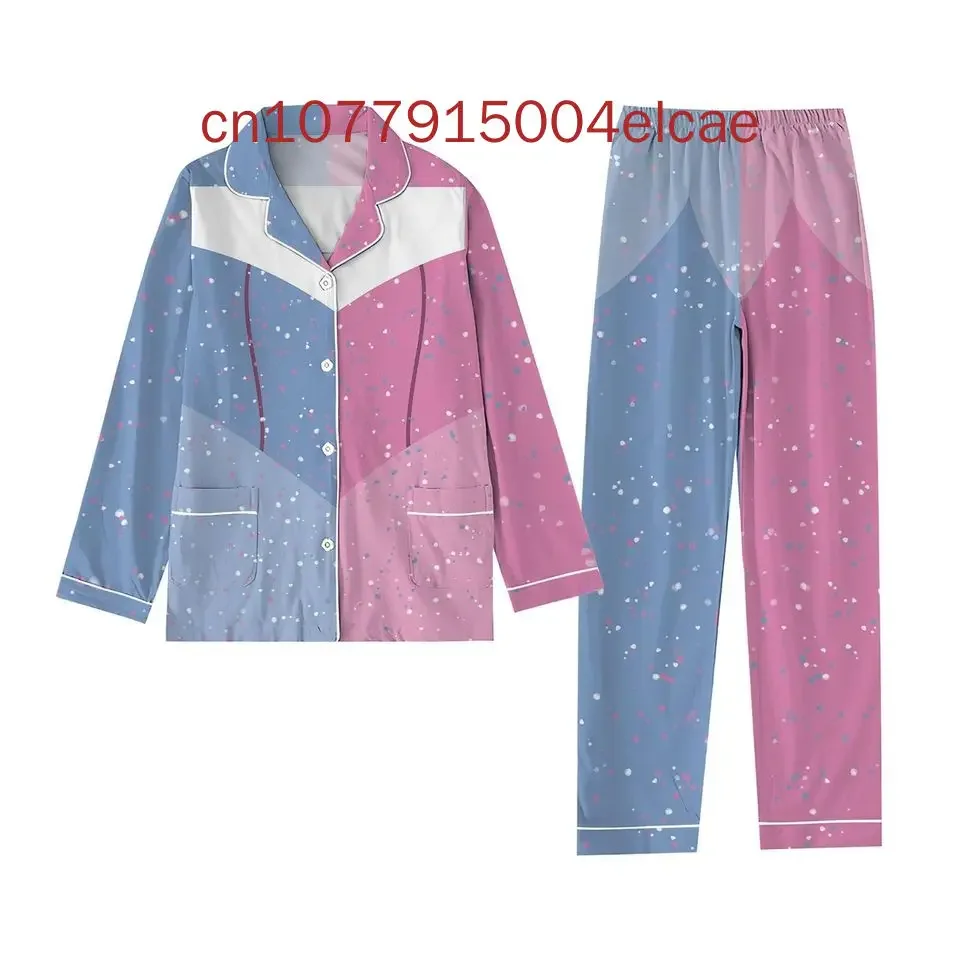 2024 New Disney Princess Pajama Set 3D Printed Casual Men's and Women's Long Sleeve Shirt Pajama Set