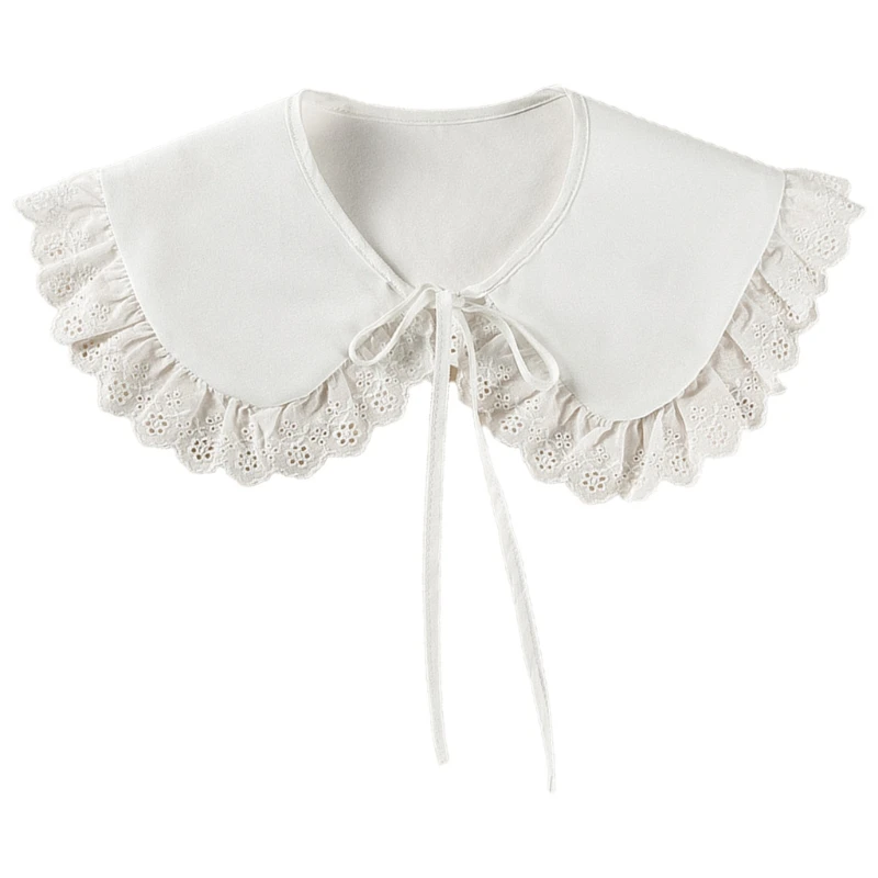 

Japanese for Doll Fake Collar Shawl Wrap Hollow Out Floral Lace Ruffled Trim Necklace Lapel Blouse Short Capelet