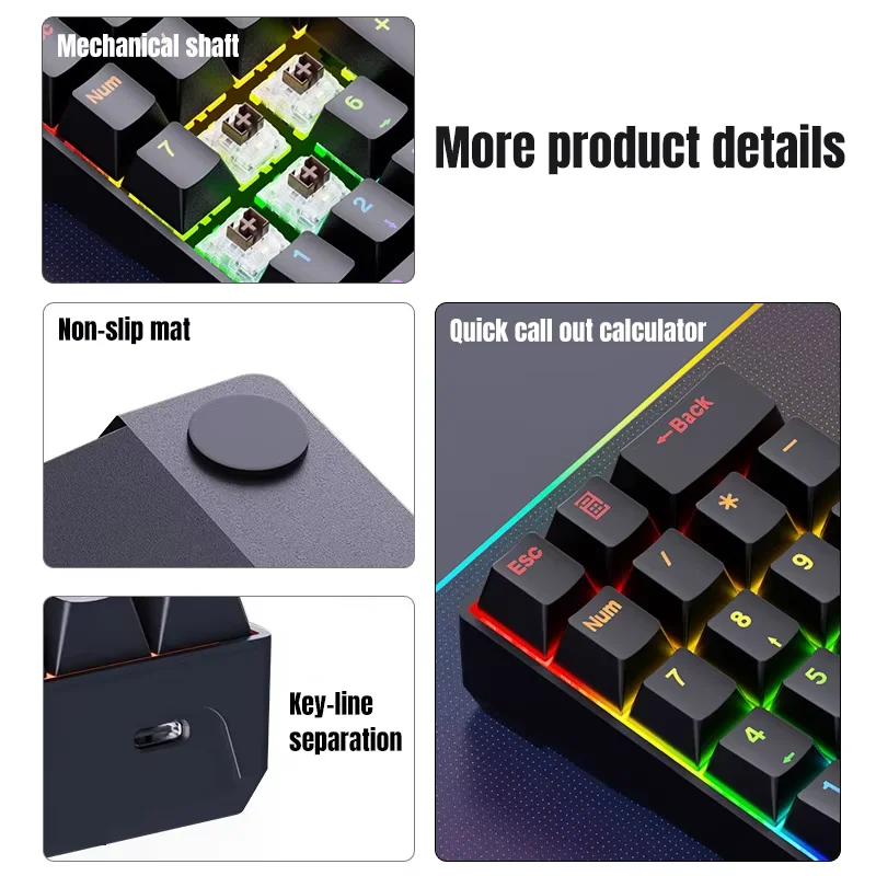 YF20 ミニキーボードメカニカルテンキーキーボード有線ラップトップ外部キーパッドミニオフィスポータブルキーパッド男のギフト Chilrdren ギフト