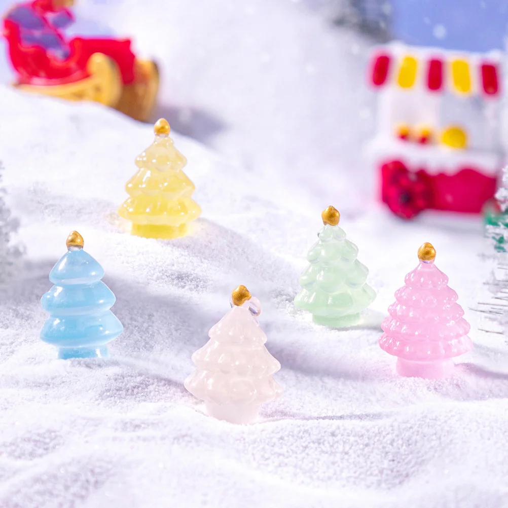 

6Pcs Luminous Mini Christmas Tree Decor Stylish Tiny Ornaments for DIY Craft Projects Festive Home Decoration Christmas