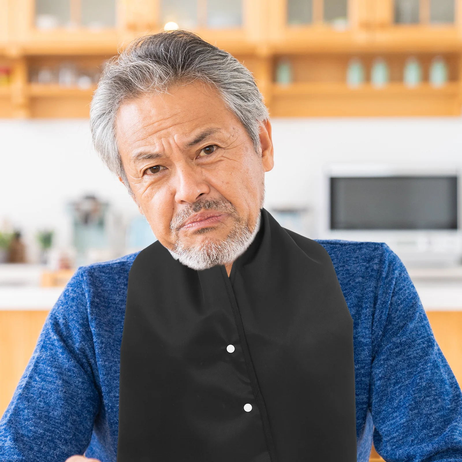 

Double Layer Polyester Waterproof Adult Bib Elderly Eating Scarf Clothing Protector Washable Dining Bib for Men
