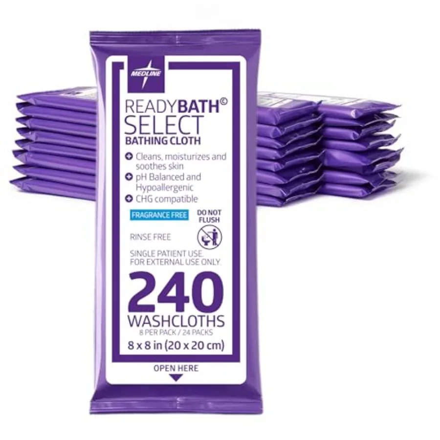 

Салфетки для тела Medline Readybath для душа и ванны для взрослых, одноразовые, особо плотные, гипоаллергенные, без спирта, Alo
