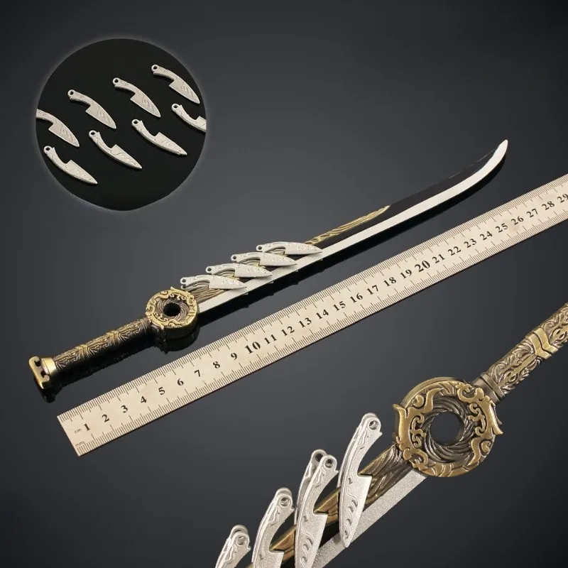 Épée dorée interconnectée Han Li 29cm/11.42 pouces, modèles d'épée de périphériques d'anime, Collection d'exposition de bureau, cadeau d'anniversaire pour filles et garçons