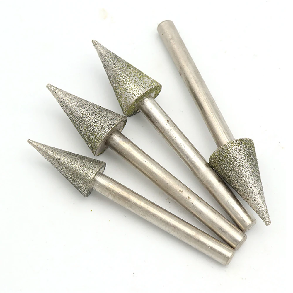 1pc 6-15mm Umbrella Diamond Grinding Head 6mm Shank Pointed Needle Grinding Rod For Stone Jade Engraving Polishing Abrasive Tool