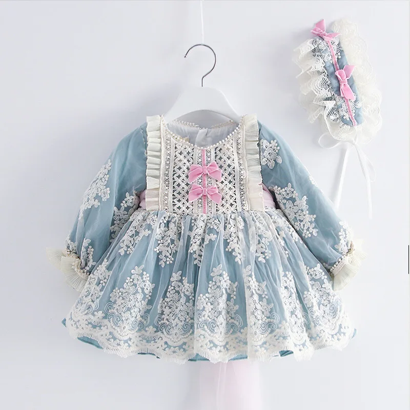 Dress Girls Baby Lolita Birthday Girl\'s Party Dress Wedding Dresses Princess Vestido Lace Embroidery Autumn Costume Girl Dresses