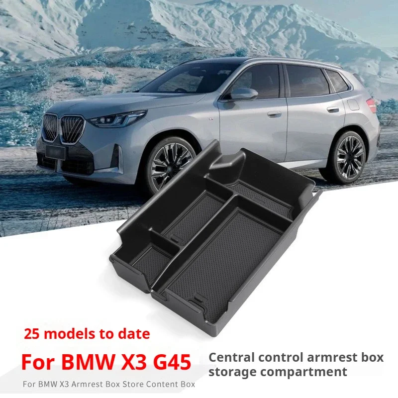 

Black ABS material For BMW X3 G45 2025 Central Console Armrest Storage Box Stowing Tidying Car Organizer Interior Accessories