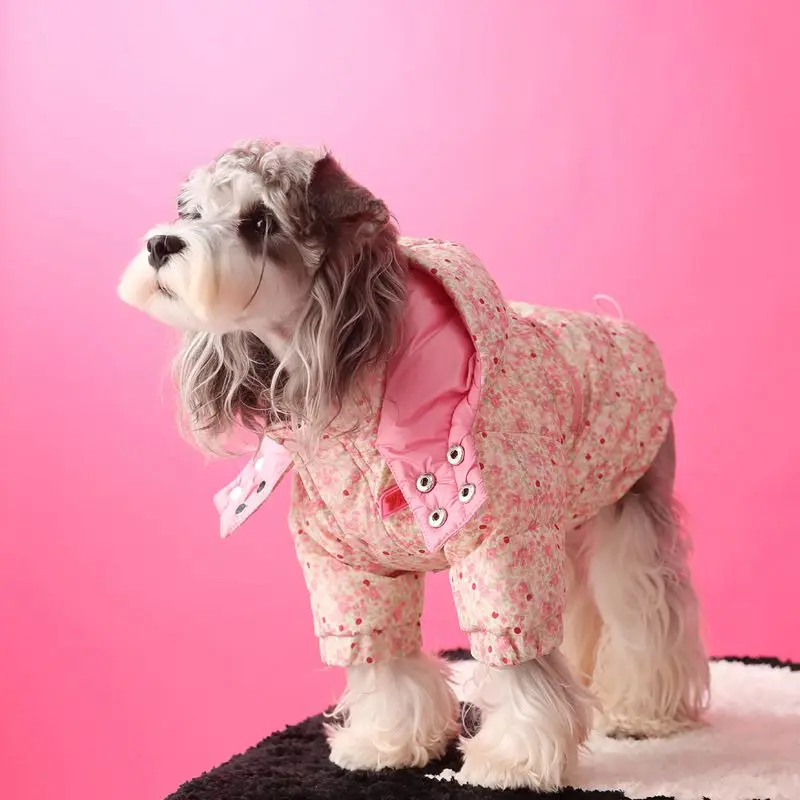 Pet Dog Down Jacket Winter Hooded Jacket New Pet Two-legged Suit Jacket Warm Dog Down Jacket Puppy Schnauzer Bichon Dog Clothes