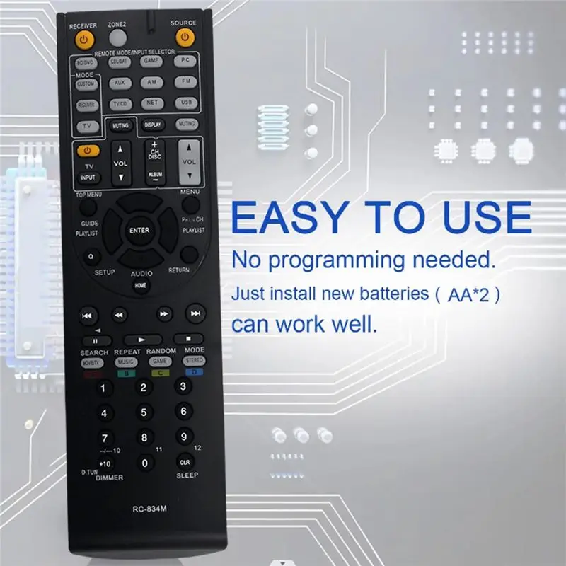 B76B RC-834M Replacement Remote Control for Onkyo AV Receiver TX-NR515 TX-NR414 HT-RC440 HT-S6500