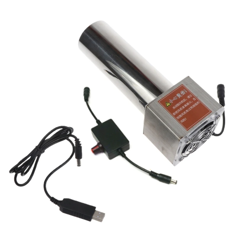 BBQ Fan PWM Blower 21.2x7x7cm 5V 2A Large Air Flow USB Powered Fan Variable Speed Control for Charcoal Starter