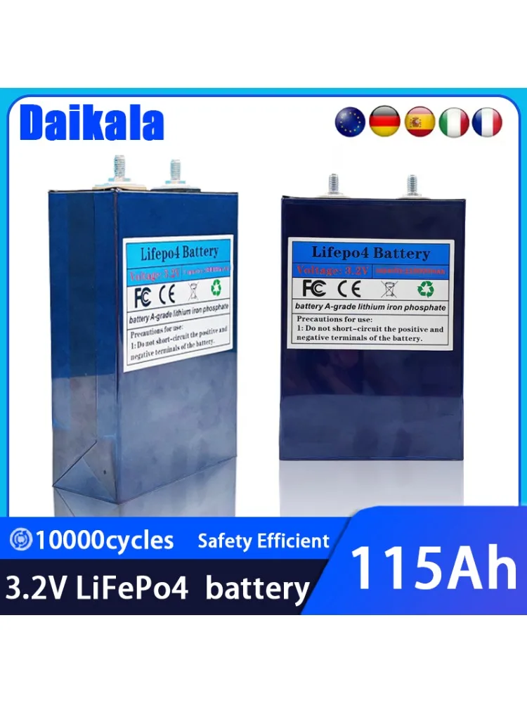 

New 3.2V 115Ah LiFePO4 Battery Rechargeable Cells for Solar Energy DIY Lithium Battery Pack Home Power 12V24V 48V 60V in Stock
