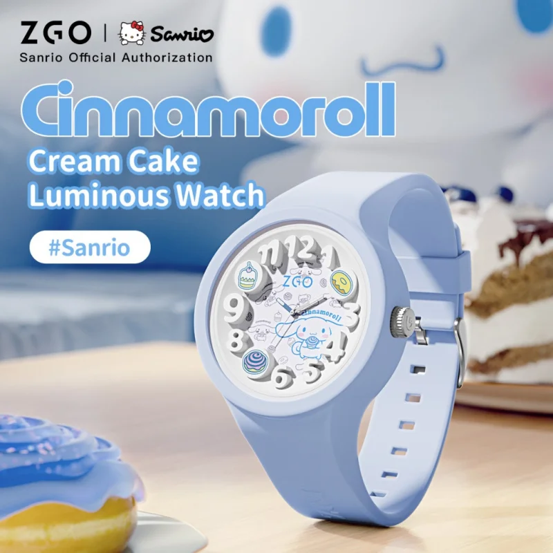 ZGO X Sanrio Cinnamoroll relojes para niños y niñas, relojes de cuarzo resistentes al agua, relojes de cuarzo, 897 de regalo para estudiantes de escuela primaria