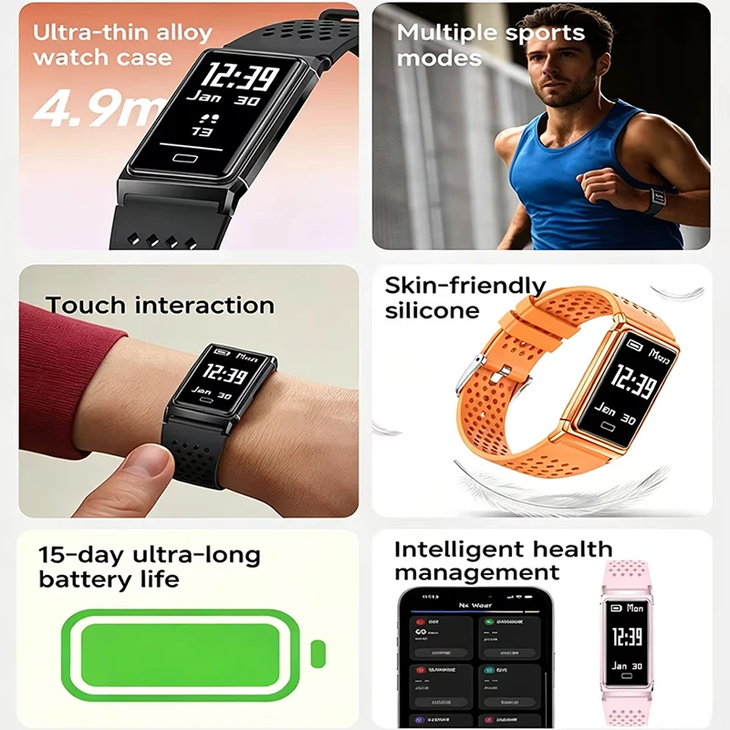 LIGE 2026 New Fitness Waterproof Smart Bracelet Heart Rate Blood Oxygen Sleep Monitoring Smart Watch Women Men Health Sport Band