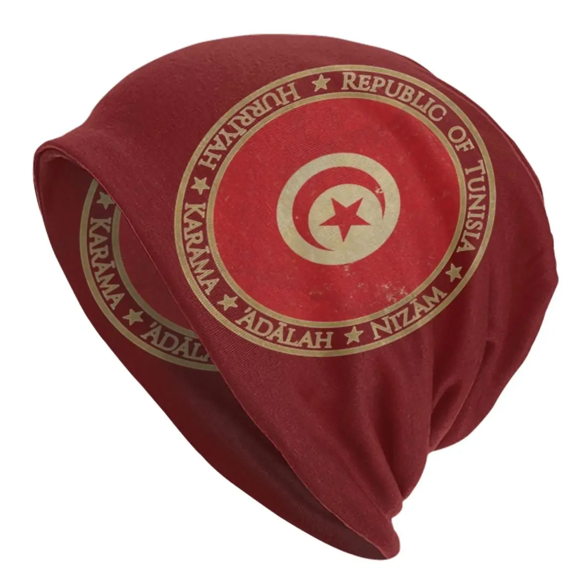 Vintage Republic Of Tunisia Flag Bonnet Hat Knit Hats Men Women Hip Hop Unisex Africa Tunisian Patriotic Warm Winter Beanies Cap