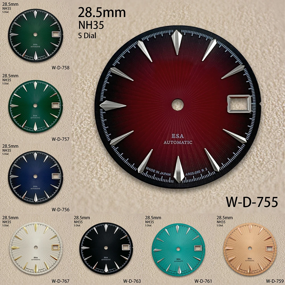 28.5mm S Logo Cocktail Dial Suitable For NH35 Japan Movement Vertical Stripe High Quality Dial Watch Modification Accessories