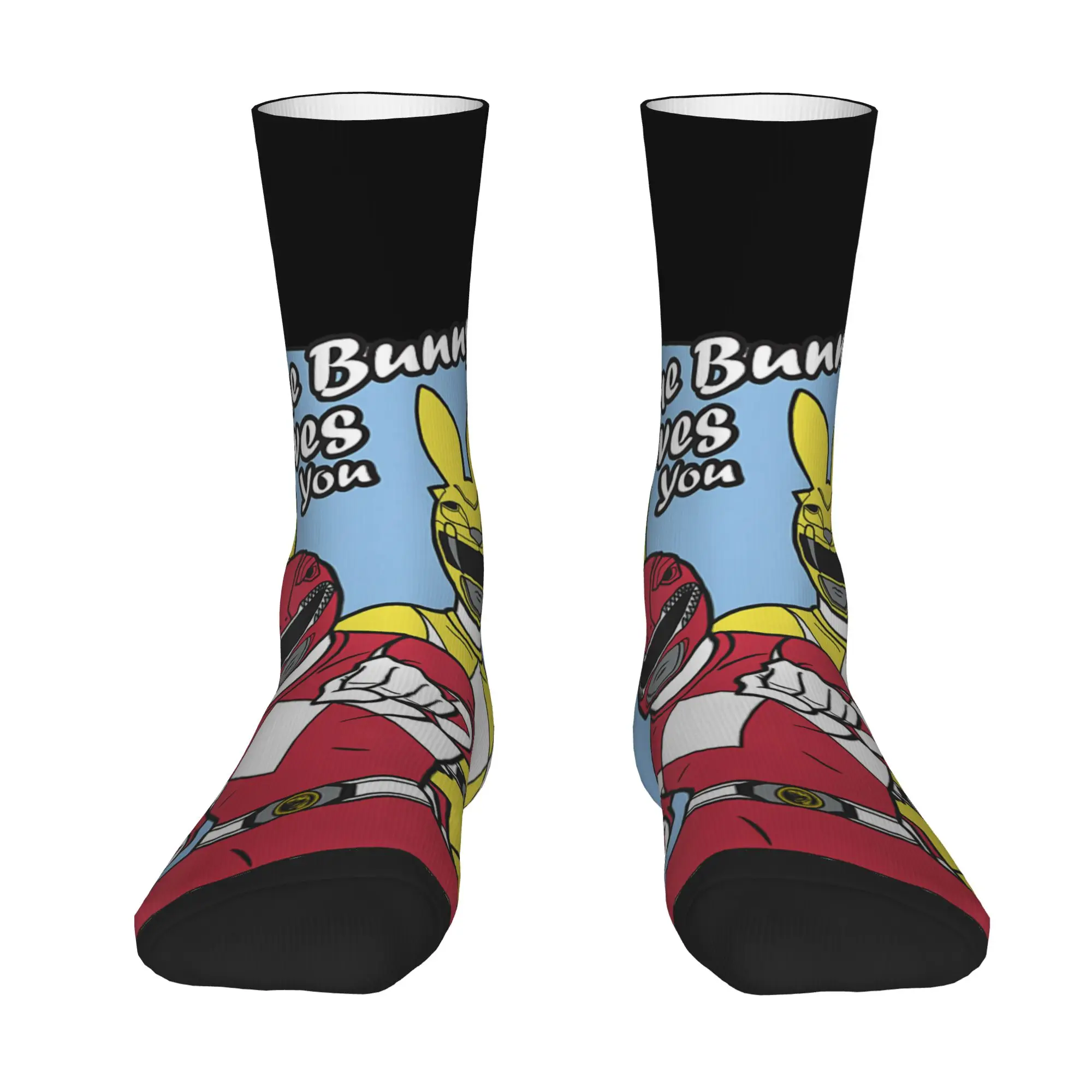 sports socks Power Rangers Yellow Red Easter Some Bunny Loves You Retro  Hip Hop Novelty Casual Crew Crazy Sock