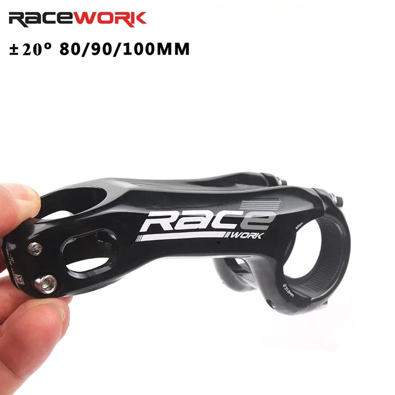 

RACEWORK Road Bike Mountain Cycling Stem Riser 31.8mm Negative Table 20 Degrees Bicycle Handlebar length 100/90/80mm Bike parts