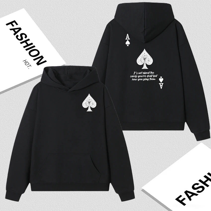 

Толстовки с двусторонним принтом и графикой для игральных карт, осенне-зимняя толстовка с длинными рукавами для мужчин и женщин, трендовые флисовые пуловеры большого размера