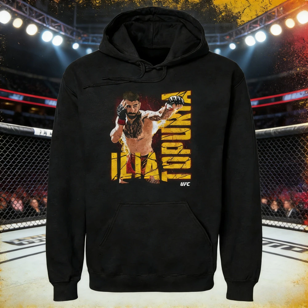 

Осень/зима 2026, UFC Ilia Topuria, боевая толстовка с рисунком, женская модная свободная повседневная хлопковая теплая толстовка, пальто унисекс