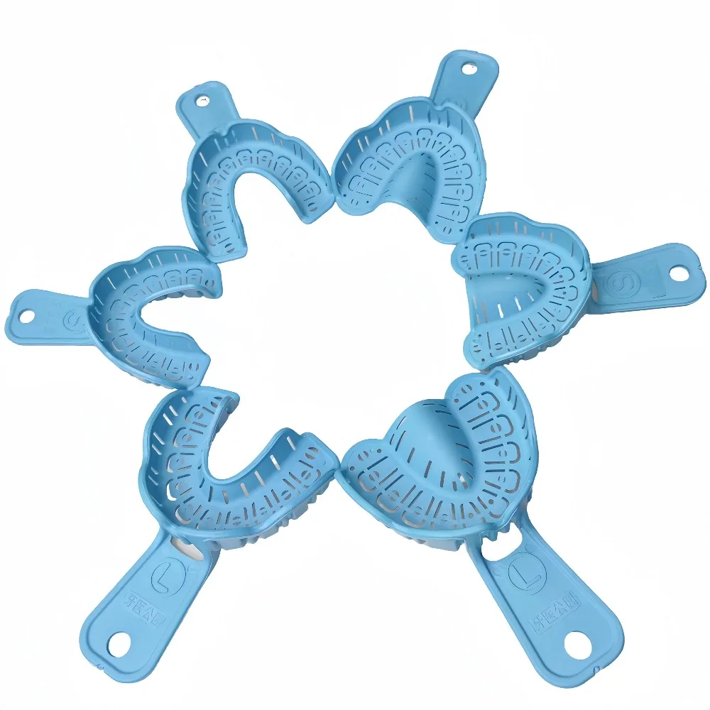 6Pcs/Set Dental Impression Plastic Tray S/M/L Dental Implant Tray Full Mouth Removable Partial Mold Tray Easy To Fold
