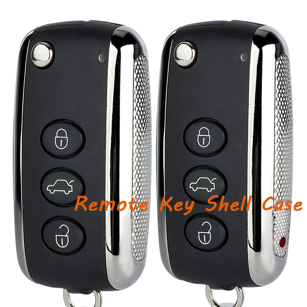 KEYECU Remote Key Shell Case Fob for Bentley Arnage Continental Mulsanne Flying Spur Continental GT GTC 2005-2016 Without Logo