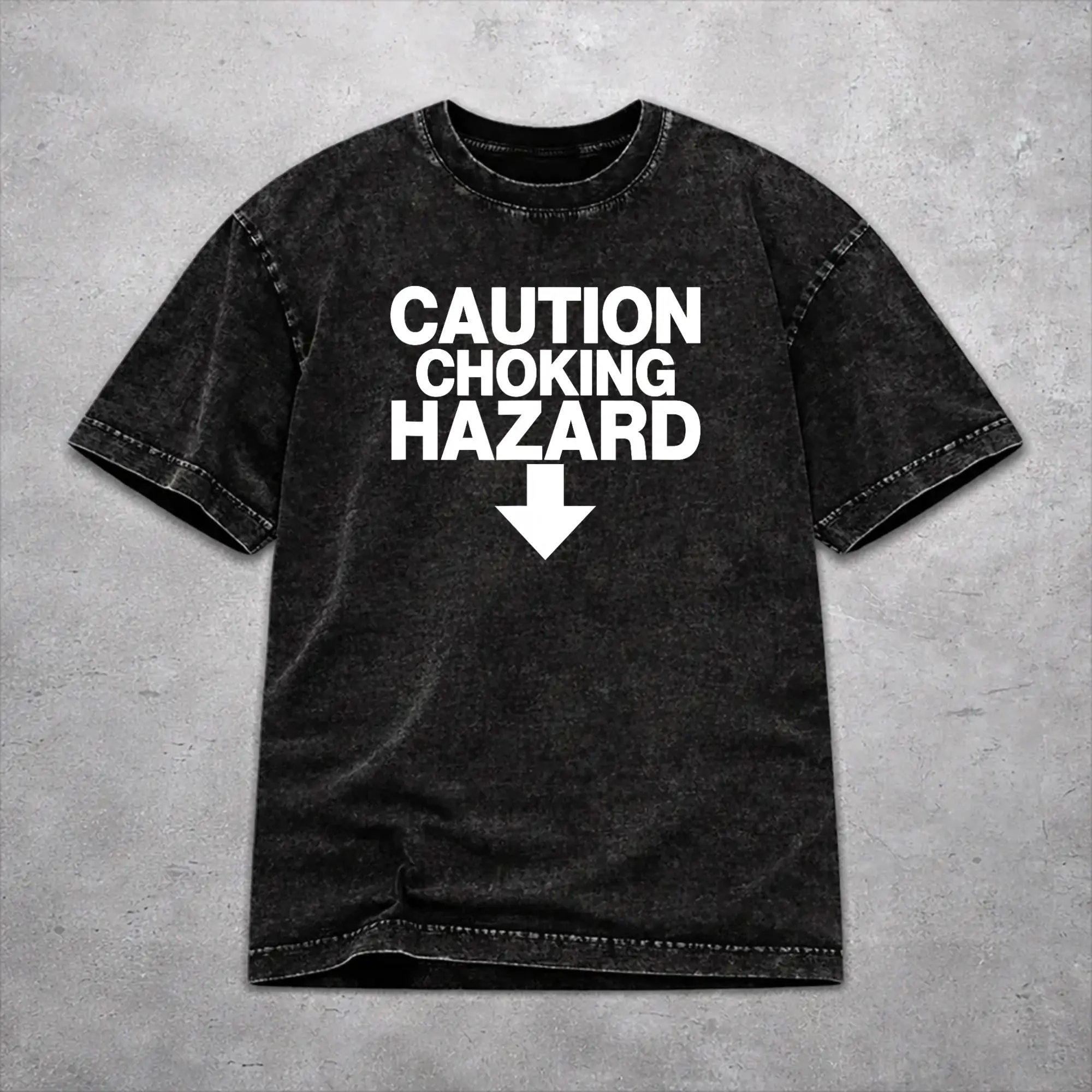Harajuku Washed Shirt Caution Choking Hazard  Merch Novelty T-Shirts Oversize  Streetwear 100% Cotton Graphic Printed Tops Tees