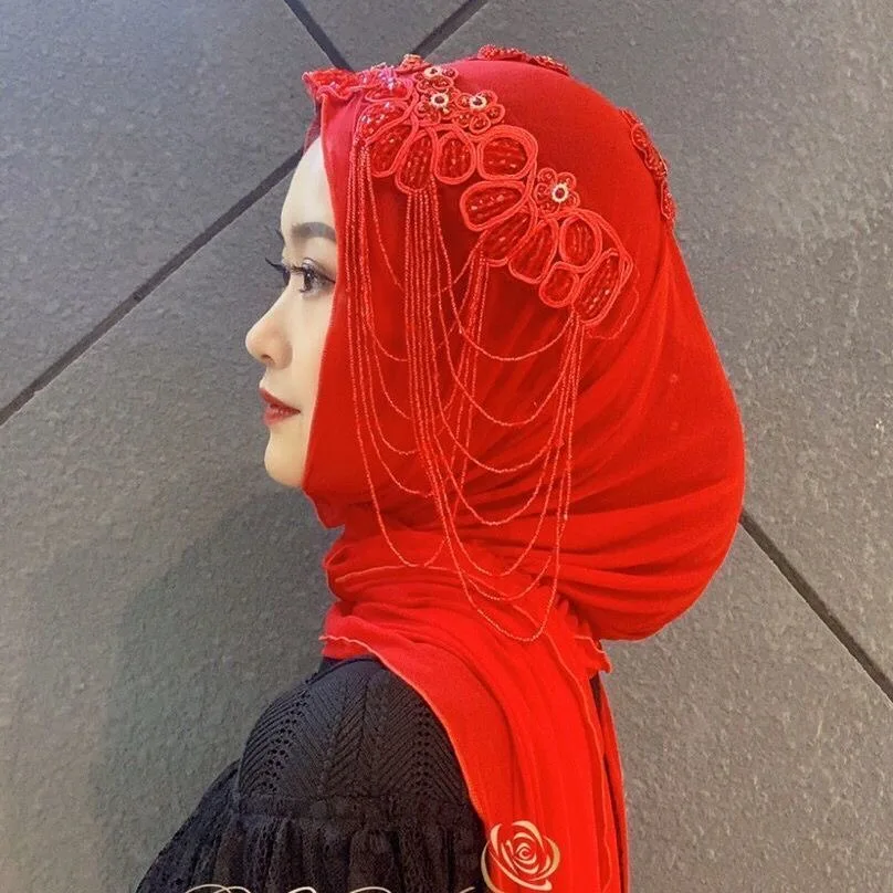 Muslim Clothing Islamic Beading Wedding Shawls Hijabs For Women