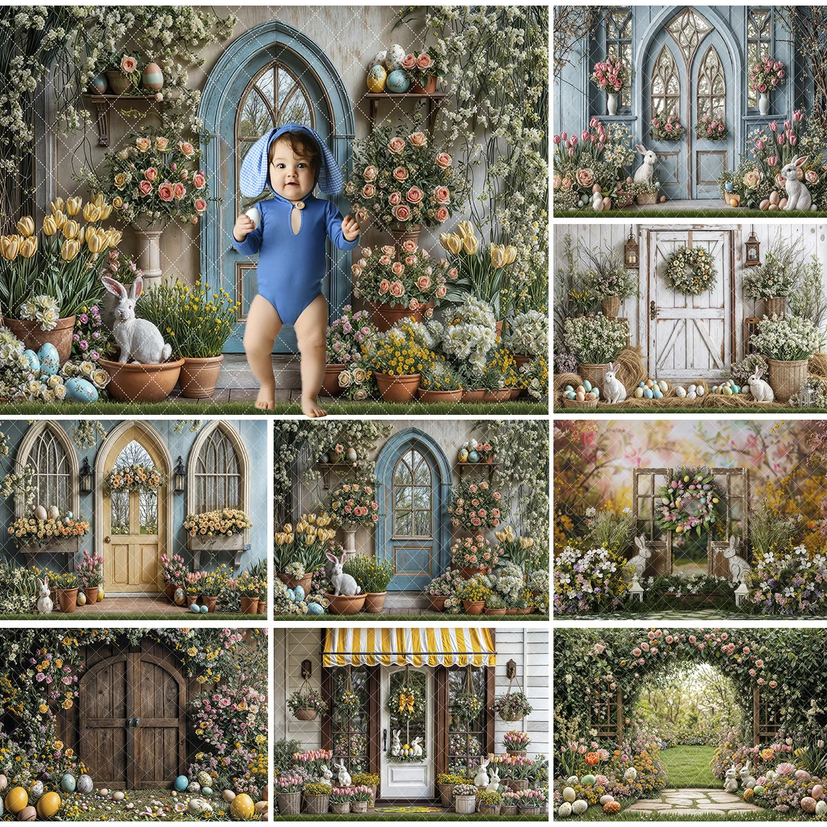 Cottontail Corner Easter Garden Backdrops Kids Baby Photography Child Adult Photocall Decors Wooden Barn Cottage Backgrounds